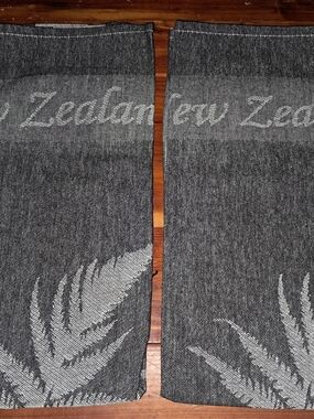 New Zealand Jacquard Fern Tea Towels - Gray and White